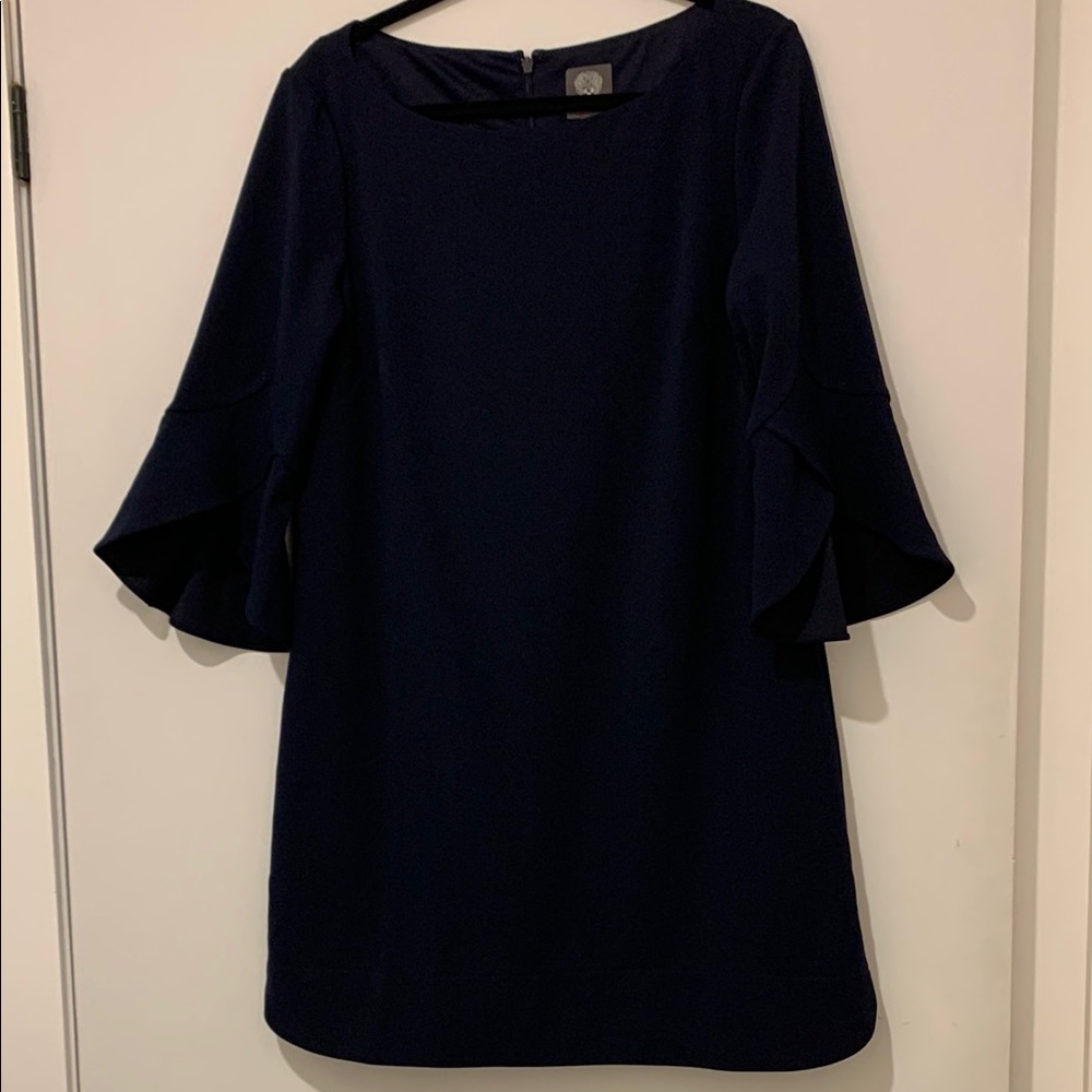 Vince Camuto Blue Sheath Dress with Bell Sleeves